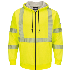 Bulwark Hi-Visibility Zip-Front Hooded Fleece Sweatshirt ...